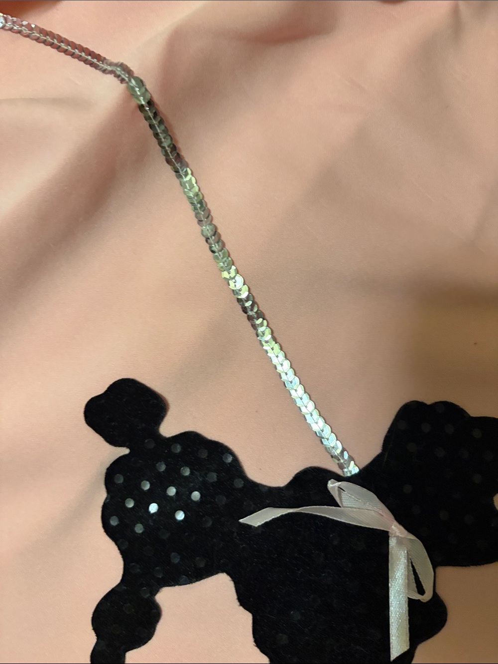 Sequin Pink Poodle Skirt with Black Polka scarf - Picture 4 of 5